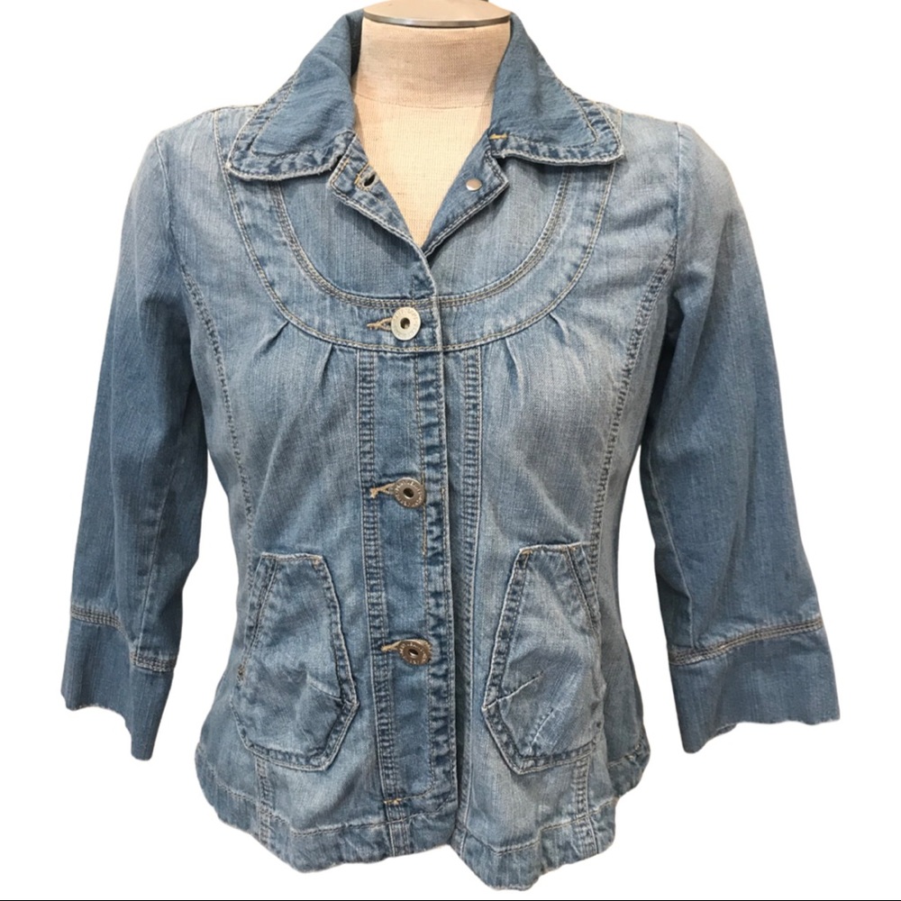 DKNY denim jacket, Peter Pan collar, CUTE tailored